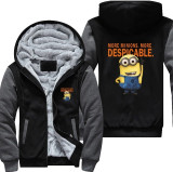 Minion Printing Pattern Thicken Fleece Zipper Hoodies Jacket