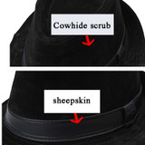 Men Genuine Leather Suede Cow Skin Nubuck Brown Fedoras Hats