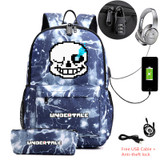 Undertale USB Anti-theft lock Backpacks with pen bag