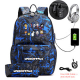 Undertale USB Anti-theft lock Backpacks with pen bag