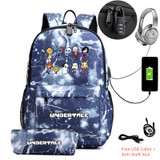 Undertale USB Anti-theft lock Backpacks with pen bag
