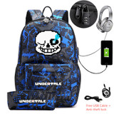 Undertale USB Anti-theft lock Backpacks with pen bag