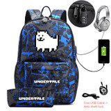 Undertale USB Anti-theft lock Backpacks with pen bag
