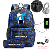 Undertale USB Anti-theft lock Backpacks with pen bag