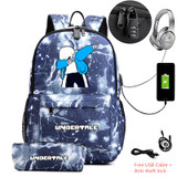 Undertale USB Anti-theft lock Backpacks with pen bag