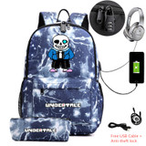 Undertale USB Anti-theft lock Backpacks with pen bag
