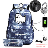 Undertale USB Anti-theft lock Backpacks with pen bag