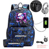 Undertale USB Anti-theft lock Backpacks with pen bag
