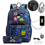 Teen Titans Go USB Anti-theft lock Backpacks with pen bag