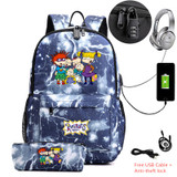 Rugrats in Paris USB Anti-theft lock Backpacks with pen bag