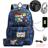 Rugrats in Paris USB Anti-theft lock Backpacks with pen bag