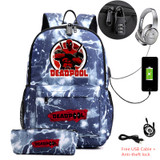 DEADPOOL USB Anti-theft lock Backpacks with pen bag