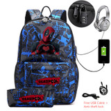 DEADPOOL USB Anti-theft lock Backpacks with pen bag