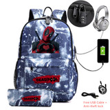 DEADPOOL USB Anti-theft lock Backpacks with pen bag