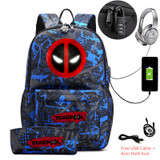 DEADPOOL USB Anti-theft lock Backpacks with pen bag