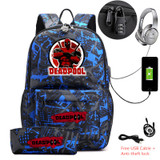 DEADPOOL USB Anti-theft lock Backpacks with pen bag