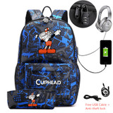 Cuphead Mugman USB Anti-theft lock Backpacks with pen bag