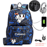 Cuphead Mugman USB Anti-theft lock Backpacks with pen bag