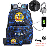 Cuphead Mugman USB Anti-theft lock Backpacks with pen bag