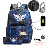 The Legend of Zelda USB Anti-theft lock Backpacks with pen bag