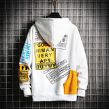 Winter Patchwork Hip Hop Japanese Streetwear Harajuku Black Sweatshirt Hoodie