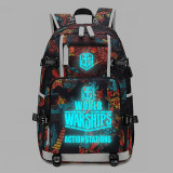 Anime World of Tanks Backpack USB Port Rucksack