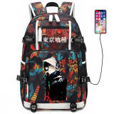 Anime Tokyo Ghoul Backpack USB Port Rucksack Bag Snake Pattern