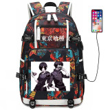 Anime Tokyo Ghoul Backpack USB Port Rucksack Bag Snake Pattern