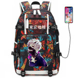 Anime Tokyo Ghoul Backpack USB Port Rucksack Bag Snake Pattern