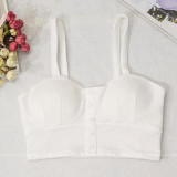 Crop Top  Women Camis Halter Top Women Camisole  Summer Sexy Sleeveless Slim Low Chest Button
