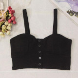 Crop Top  Women Camis Halter Top Women Camisole  Summer Sexy Sleeveless Slim Low Chest Button