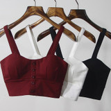 Crop Top  Women Camis Halter Top Women Camisole  Summer Sexy Sleeveless Slim Low Chest Button