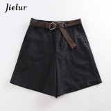 All-match 4 Solid Color Sashes Casual Women Shorts A-line High Waist Slim Summer Shorts Feminino Chic S-XXL
