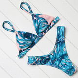 Leopard Floral Pink Bikinis  Women Brazilian Bikini Set Push Up Swimsuit Thong Summer Beach Bathing Suits