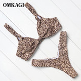 Leopard Floral Pink Bikinis  Women Brazilian Bikini Set Push Up Swimsuit Thong Summer Beach Bathing Suits