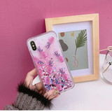 New Bling Glitter Dynamic Pineapple Liquid Quicksand Phone Back iPhone Case