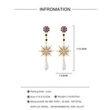 Purple Crystal Simulated Pearl Teardrop Flower Dangle Earrings