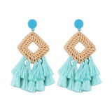 Bohemian Tassel Rattan Handmade Bamboo Drop Earrings