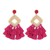 Bohemian Tassel Rattan Handmade Bamboo Drop Earrings