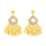 Bohemian Tassel Rattan Handmade Bamboo Drop Earrings