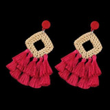 Bohemian Tassel Rattan Handmade Bamboo Drop Earrings