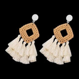 Bohemian Tassel Rattan Handmade Bamboo Drop Earrings