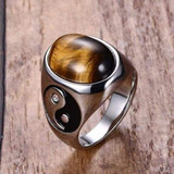 Men's Jewelry Vintage Oval Tiger Eyes Brown Stone Rings