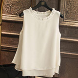 GAREMAY Women Summer Tops Sleeveless Feminine Blouses Plus Size Loose Ruffle White Shirt Fashion Chiffon Blouse For Women 001A GAREMAY Women Summer Tops Sleeveless Feminine Blouses Plus Size Loose Ruffle White Shirt Fashion Chiffon Blouse For Women 001A