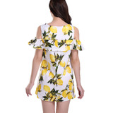 Singwing Fashion Women Off shoulder Lemon Print Dress Above Knee Mini O-neck Dress Summer Women's Dresses
