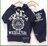 summer girls boys cream 369 children clothing set baby clothes short-sleeve T-shirt hoodies pant kids sport suit