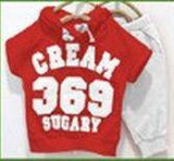 summer girls boys cream 369 children clothing set baby clothes short-sleeve T-shirt hoodies pant kids sport suit