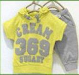 summer girls boys cream 369 children clothing set baby clothes short-sleeve T-shirt hoodies pant kids sport suit
