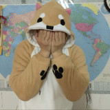 Harajuku Japanese Kawaii Hoodies Women Sweatshirts With Ears Cute Doge Muco Winter Plush Lovely Muco ! Anime Hooded Hoodies