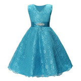 SQ253 Girls party wear clothing for children summer sleeveless lace princess wedding dress girls teenage well party prom dress
